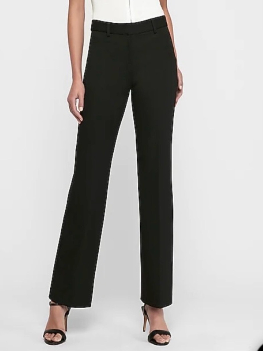 NWT Express Editor Mid Rise Pants Straight Leg Flat Front Black Size S